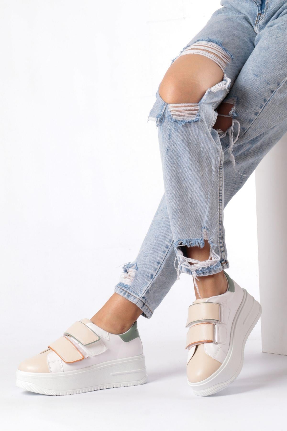  YEŞİL&BEYAZ PLATFORM SNEAKER