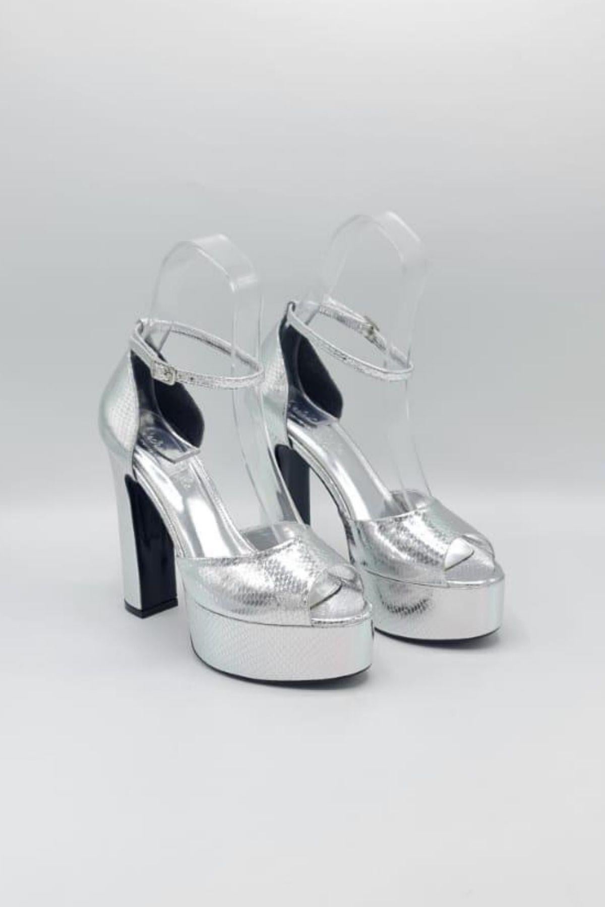 Halsey Silver Platform Topuklu Ayakkabi	