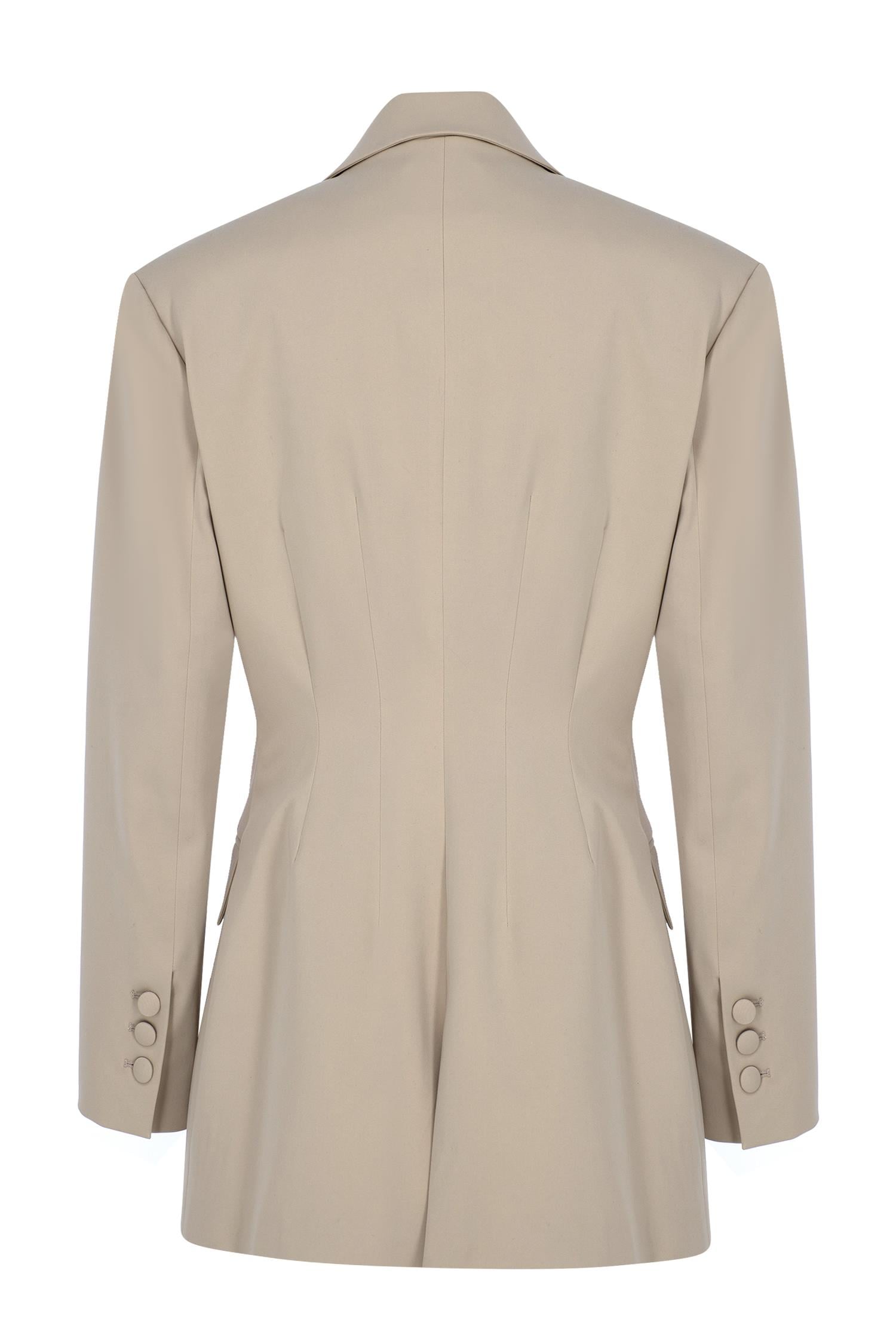 Beige Fitted Blazer Jacket