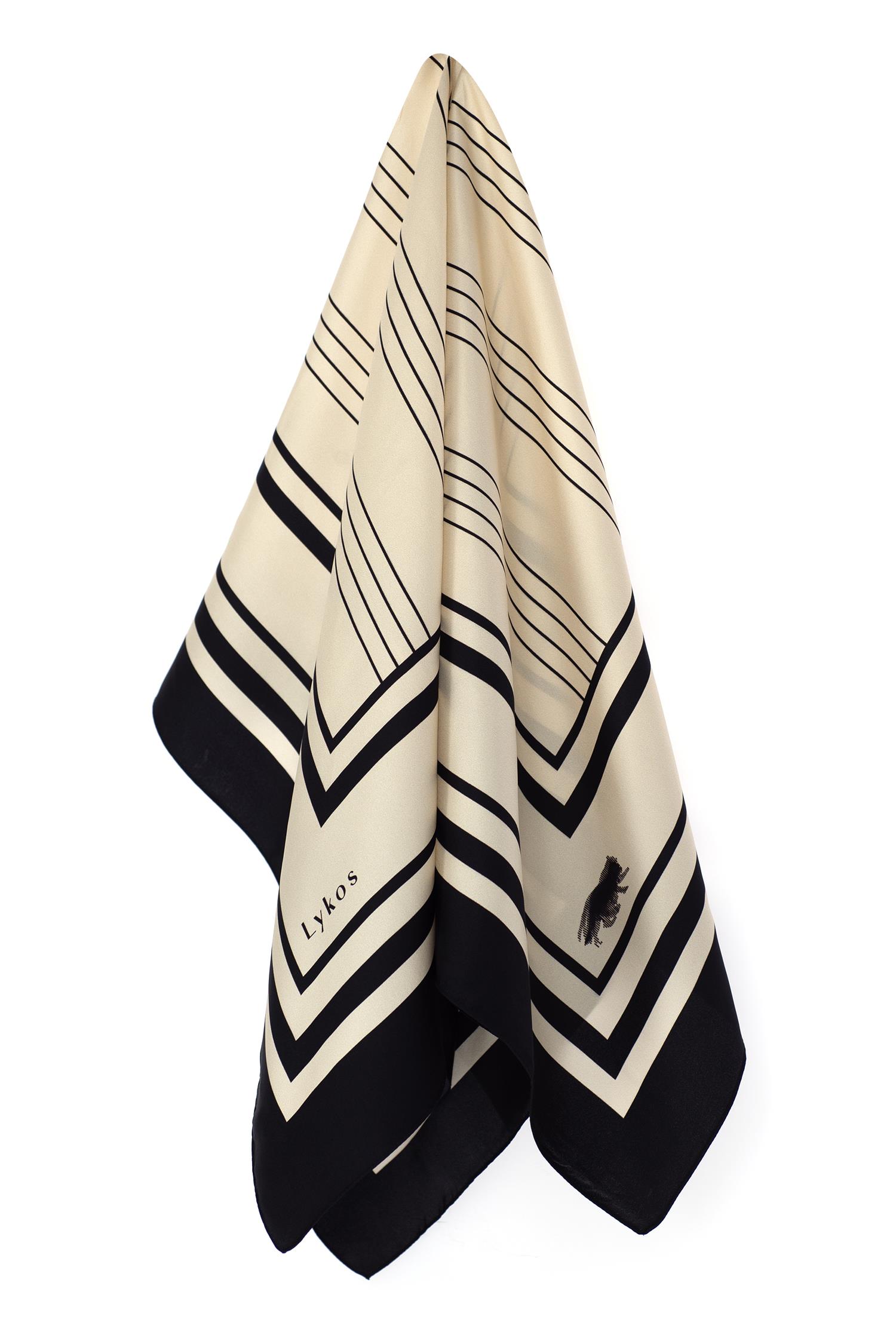 Black Striped Pattern Silk Scarf