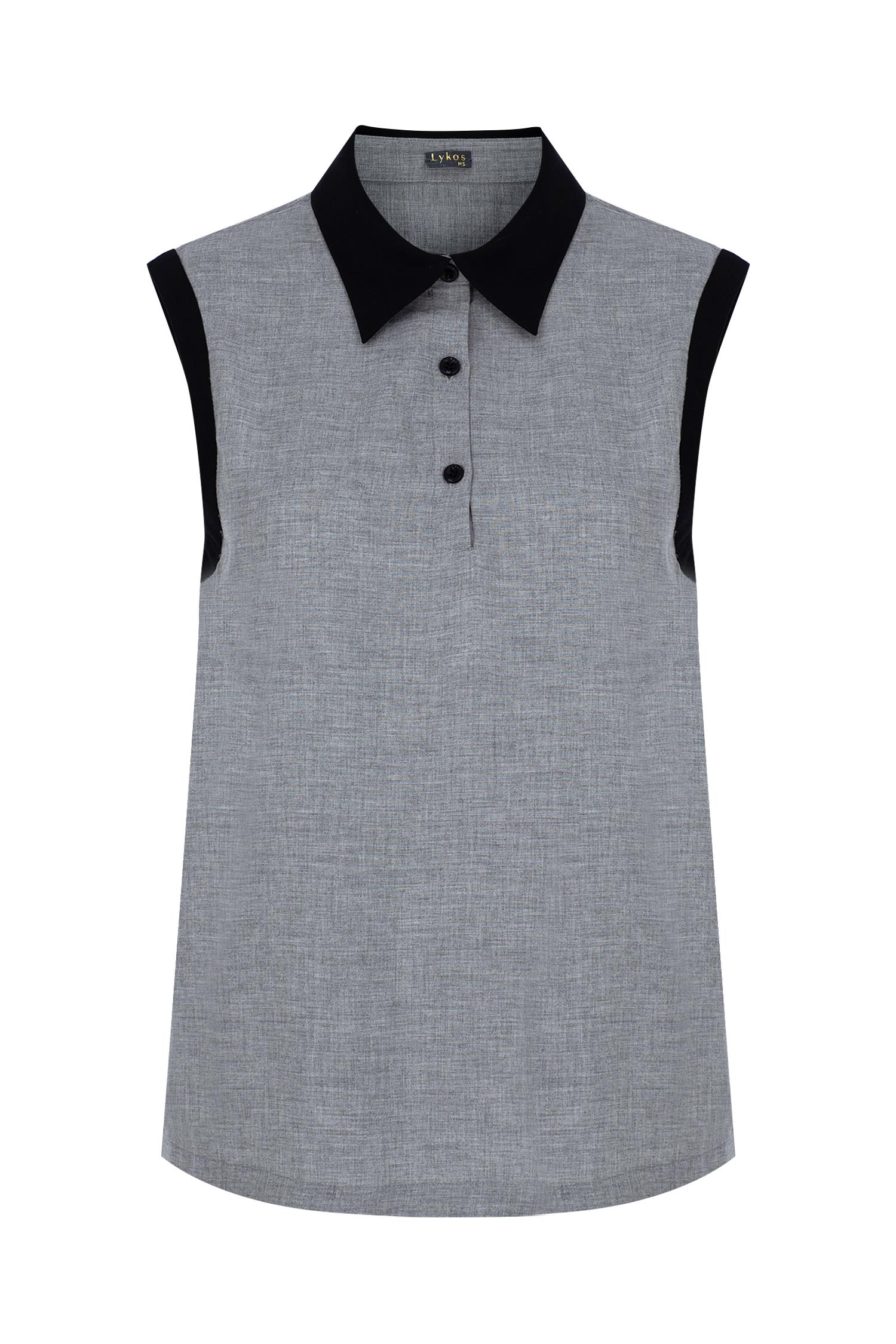 Grey Sleeveless Blouse