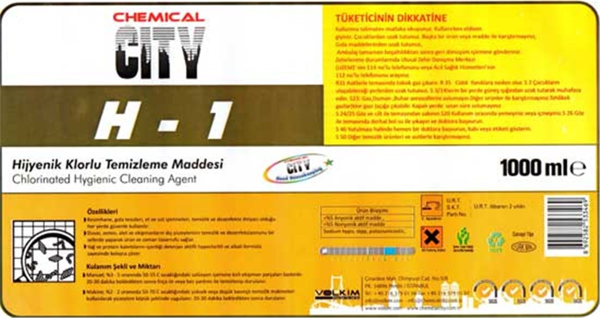Banyo ve Tuvalet TemizliğiChemical City H-1 Hijyenik Temizleme Ürünü Banyo Temizleme 1 Kg