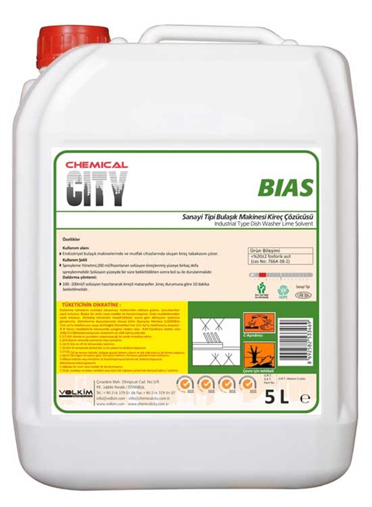 Bulaşık Makinesi KimyasalıChemical City Bias End. Bulaşık Makina Kireç Cözücüsü 5 Kg