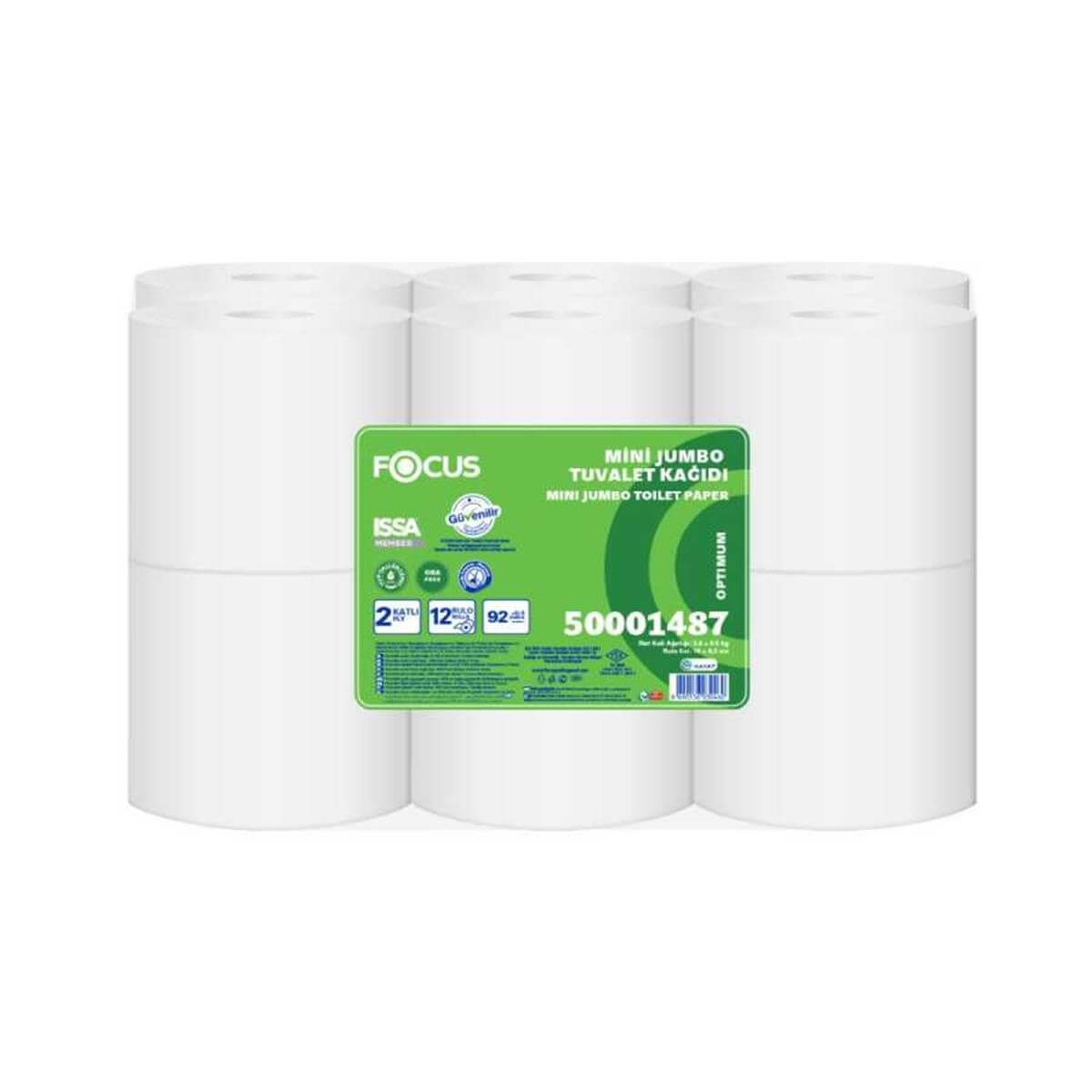 Jumbo Tuvalet KağıdıFOCUS OPTIMUM JUMBO MINI TUV. KAĞ. 97 MT 12 Lİ