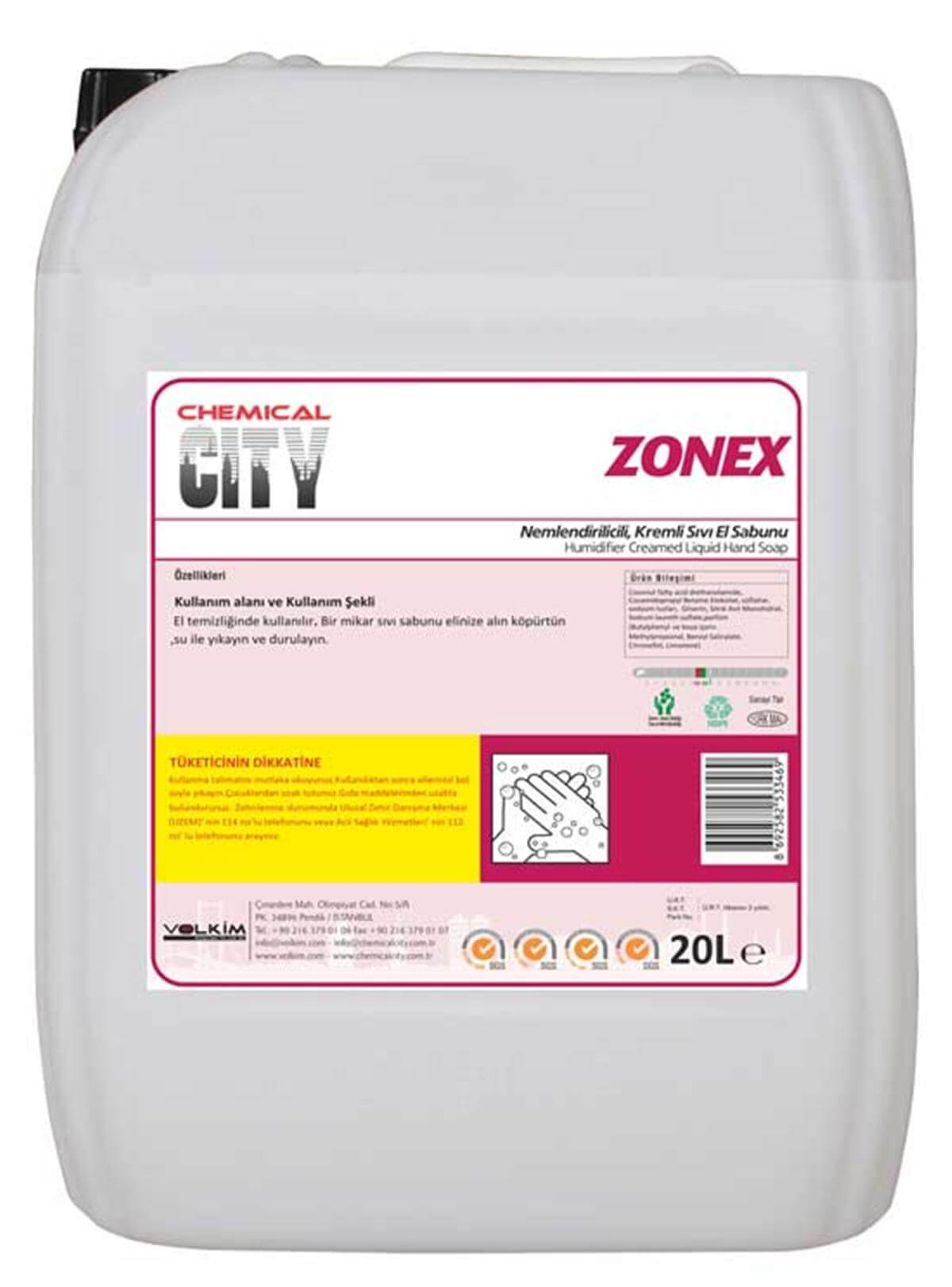 Likit SabunC.CITY ZONEX NEMLENDİRİCİLİ SIVI SABUN EL VÜCUT YIKAMA MADDELERİ 5 KG