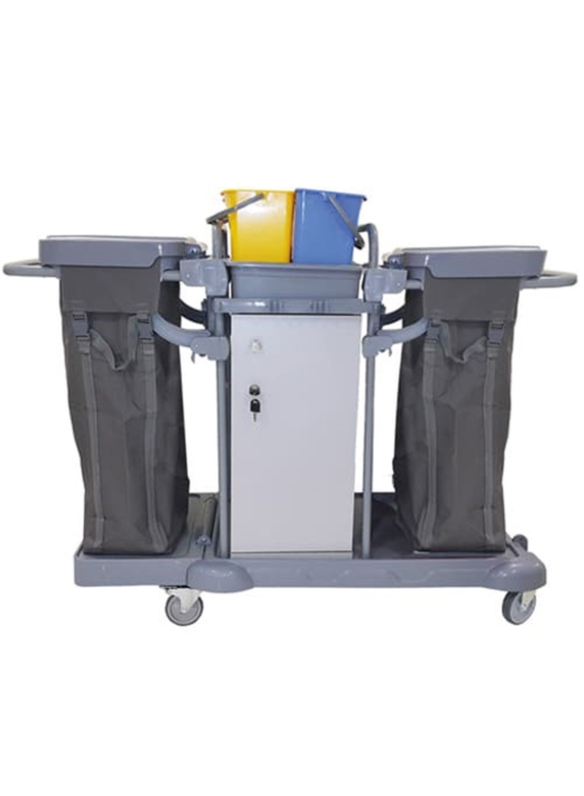 Temizlik ArabasıÇift Torbalı Dolaplı Plastik Kat Hizmet Arabası