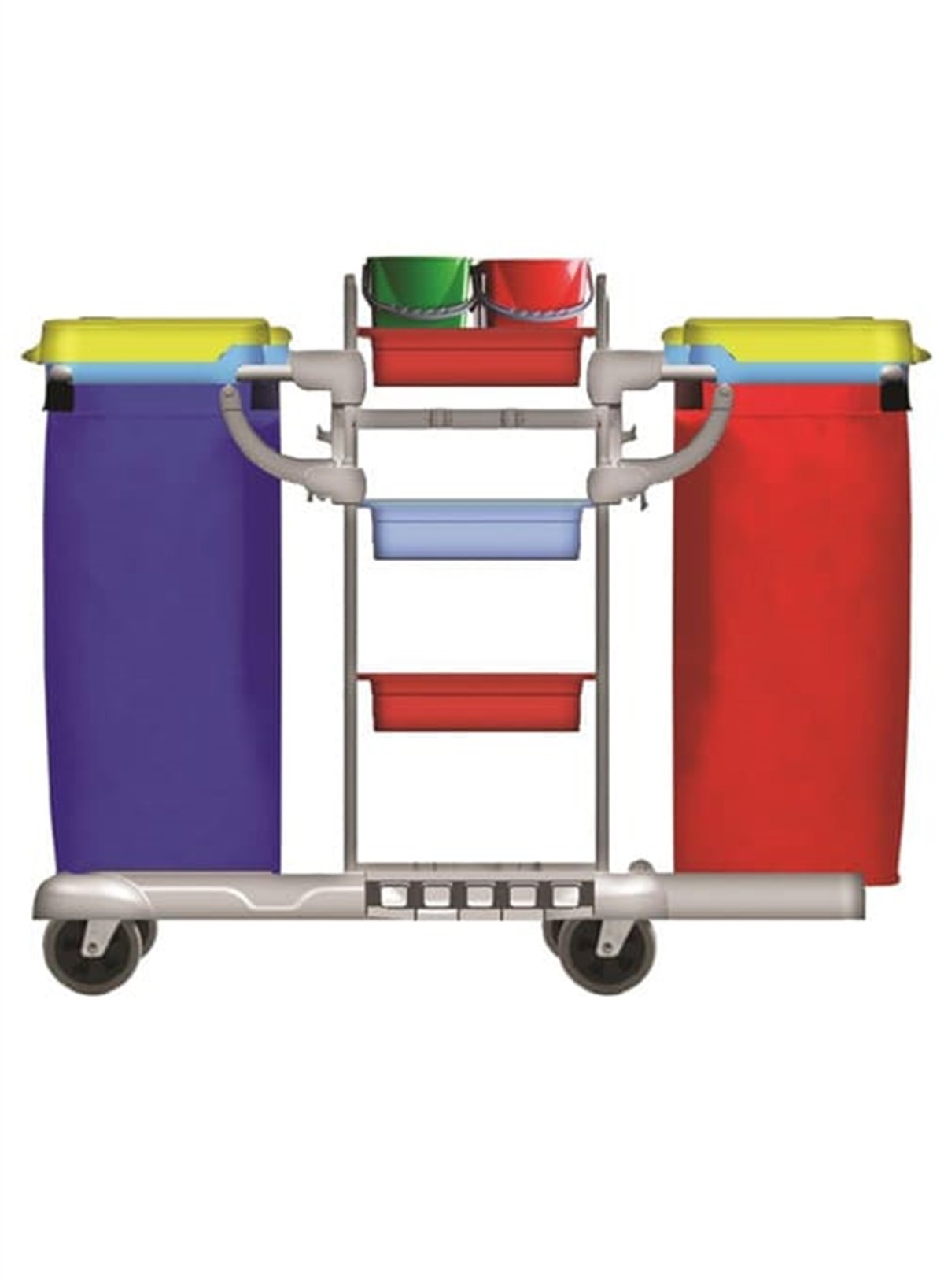 Temizlik ArabasıÇift Torbalı Plastik Kat Hizmetleri Arabası