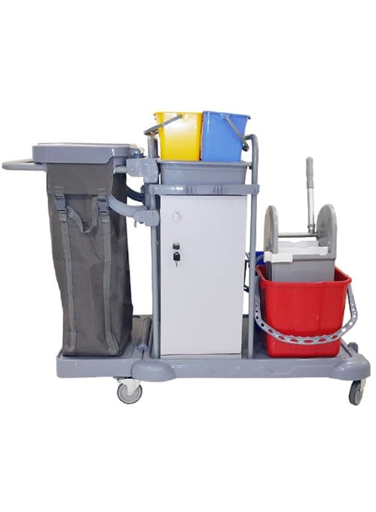 Temizlik ArabasıDolaplı Plastik Kat Hizmetleri Arabası