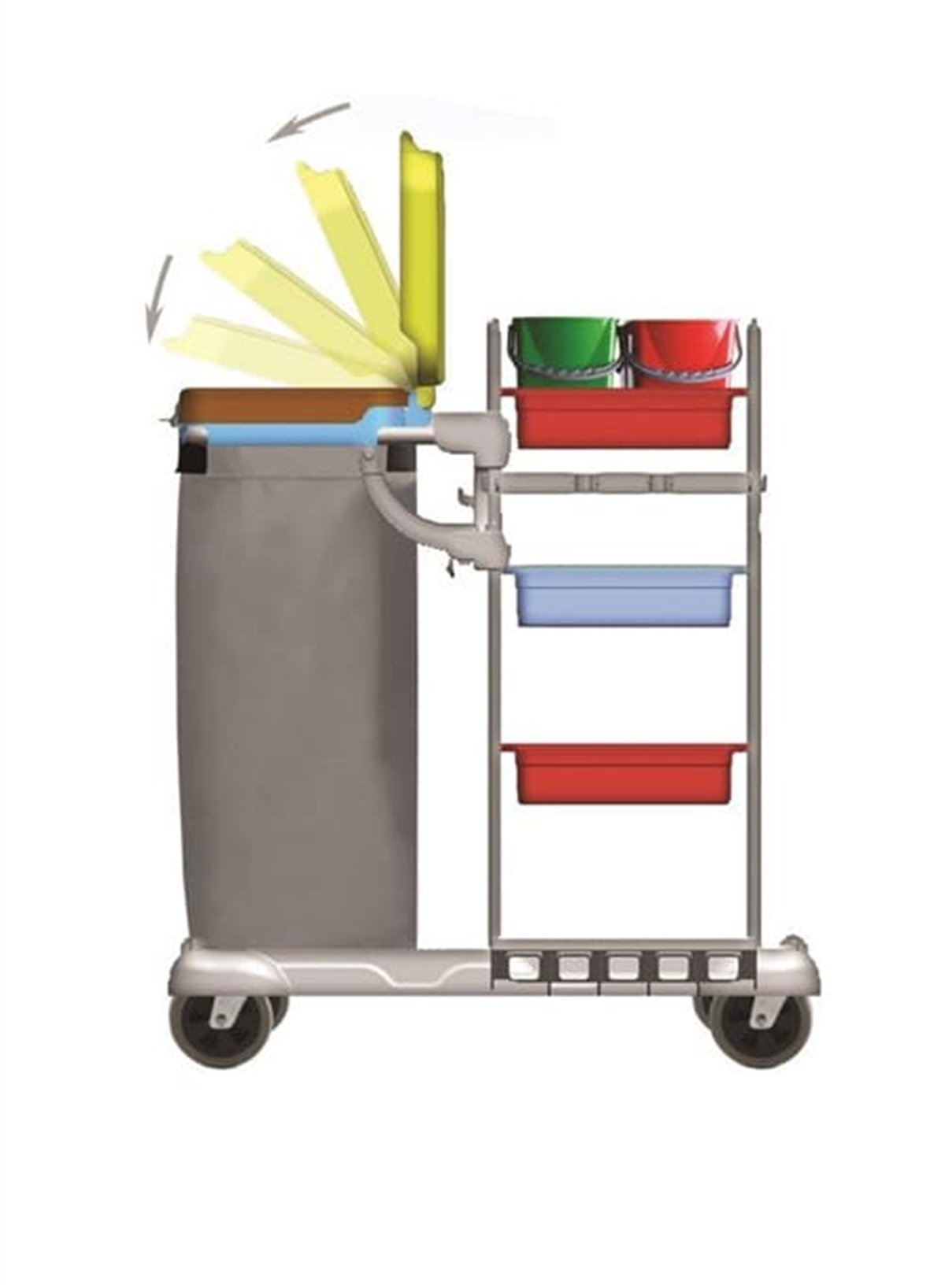 Temizlik ArabasıTek Torbalı Plastik Kat Hizmetleri Arabası