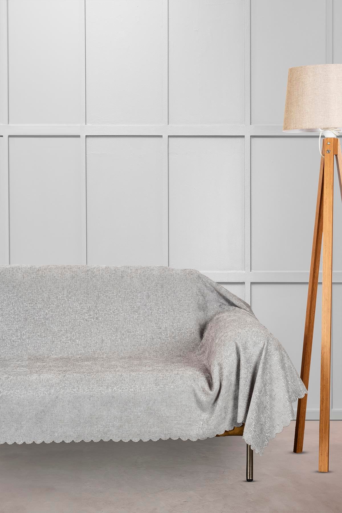 Jakar Şönil Kaymaz Koltuk Örtüsü Şalı Standart en 175cm x boy 300cm Gri