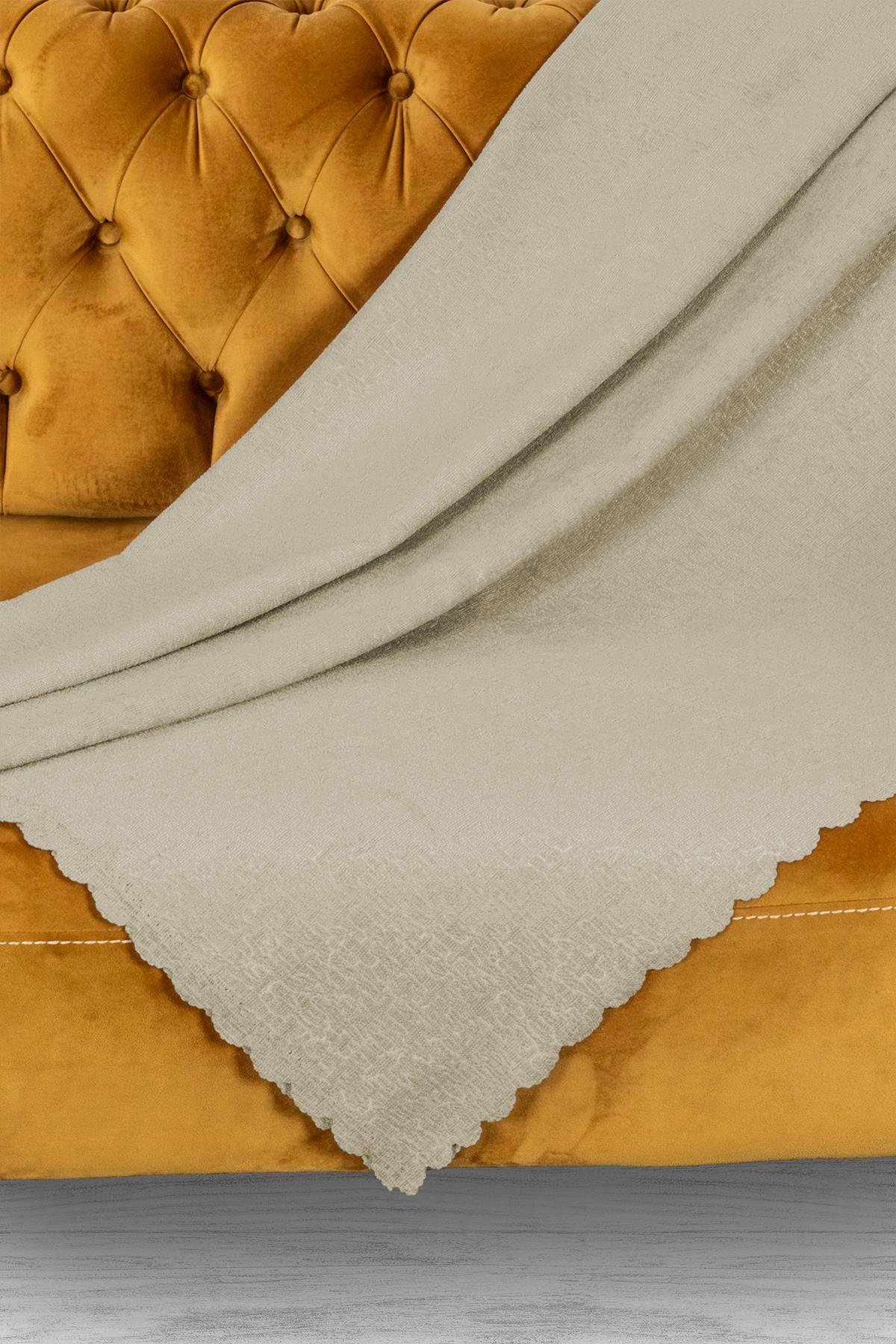 Jakar Şönil Kaymaz Koltuk Örtüsü Şalı Standart En 175cm X Boy 215cm Taş