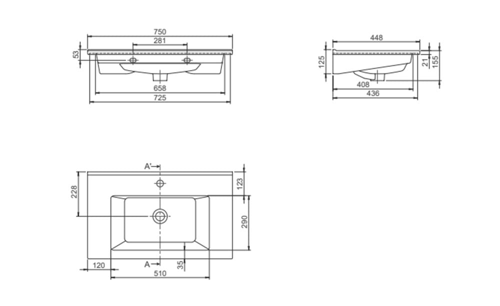 Cerastyle Arte 75cm Etajerli Lavabo