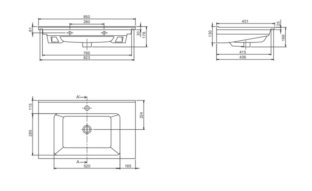 Cerastyle Arte 85cm Etajerli Lavabo