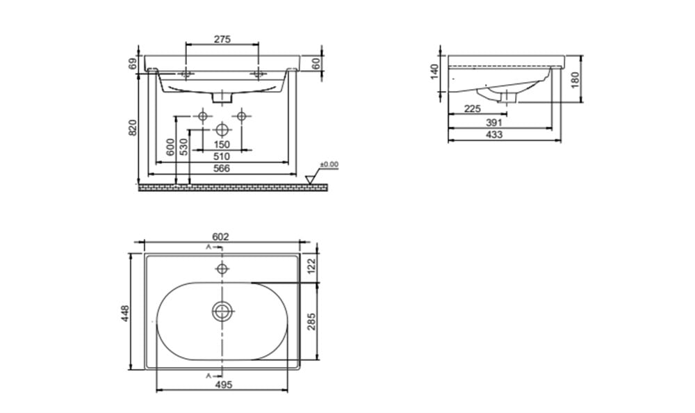 Cerastyle Arya 60cm Etajerli Lavabo