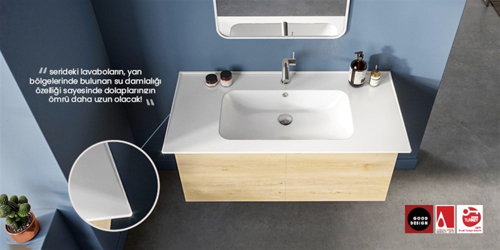 Cerastyle Blue 100cm Etajerli Lavabo