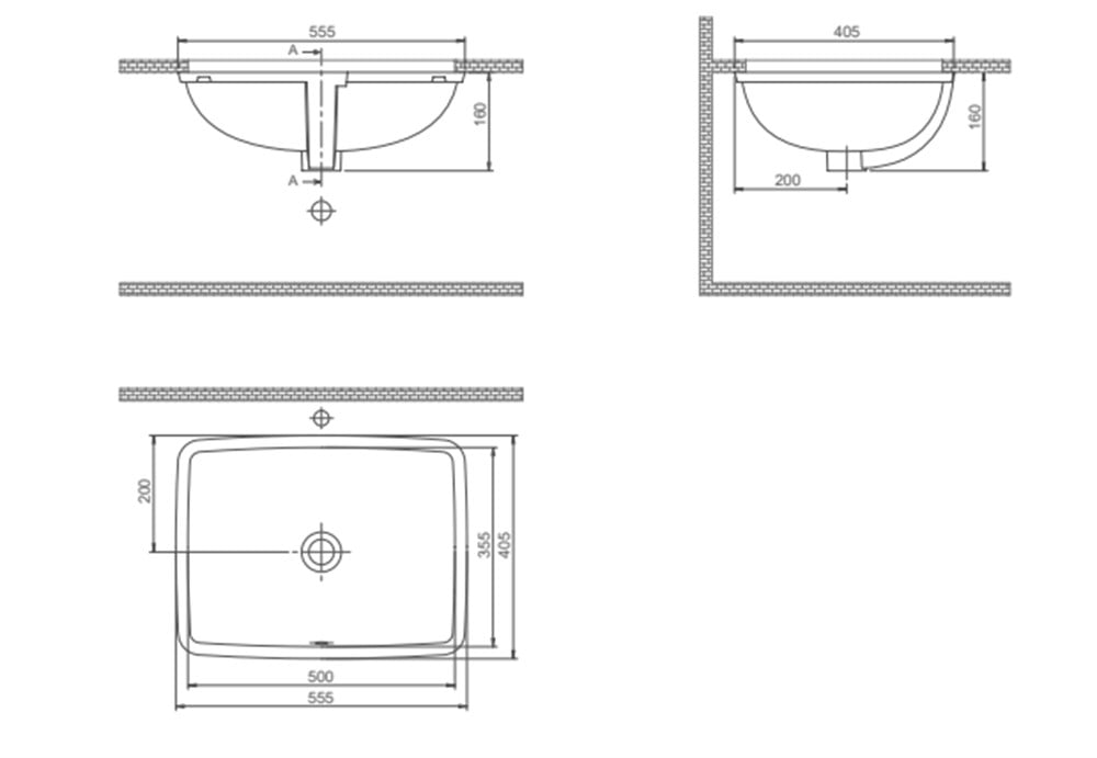 Cerastyle City 40x55cm Tezgah Altı Lavabo