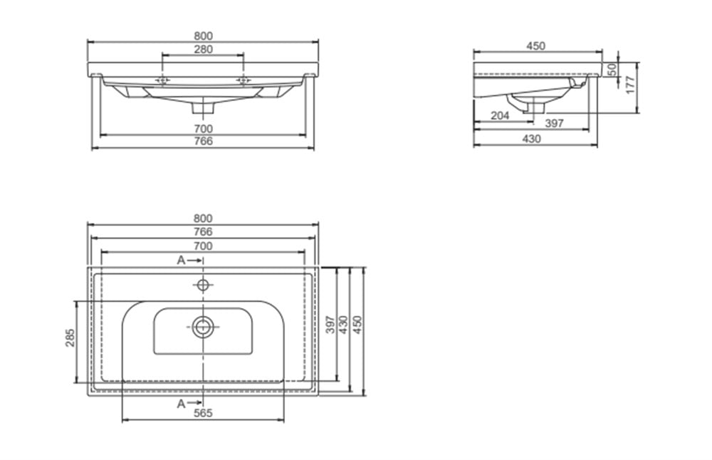 Cerastyle Frame 80cm Etajerli Lavabo