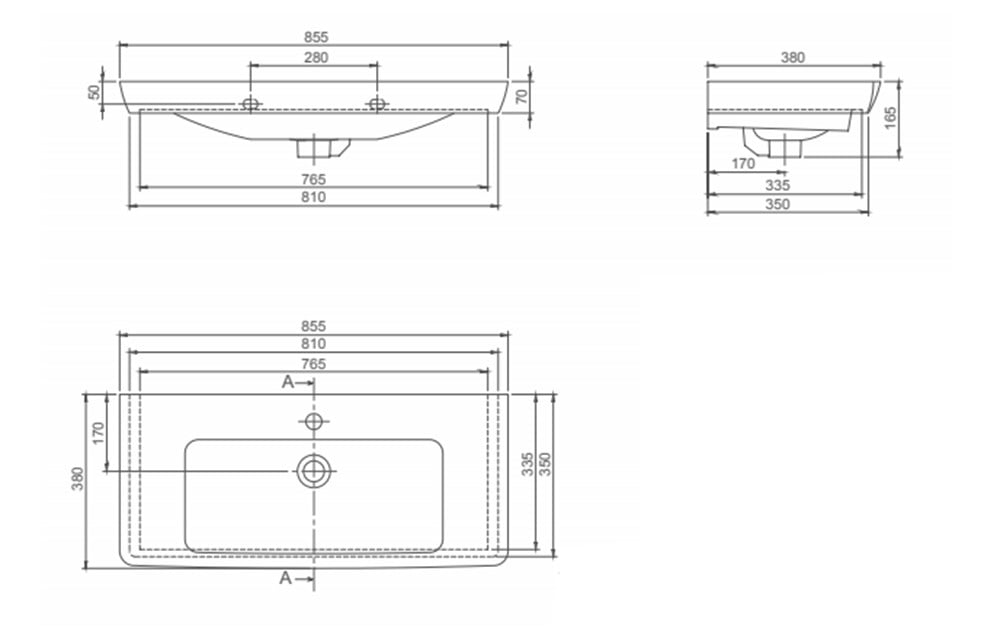 Cerastyle Porto 85cm Etajerli Lavabo