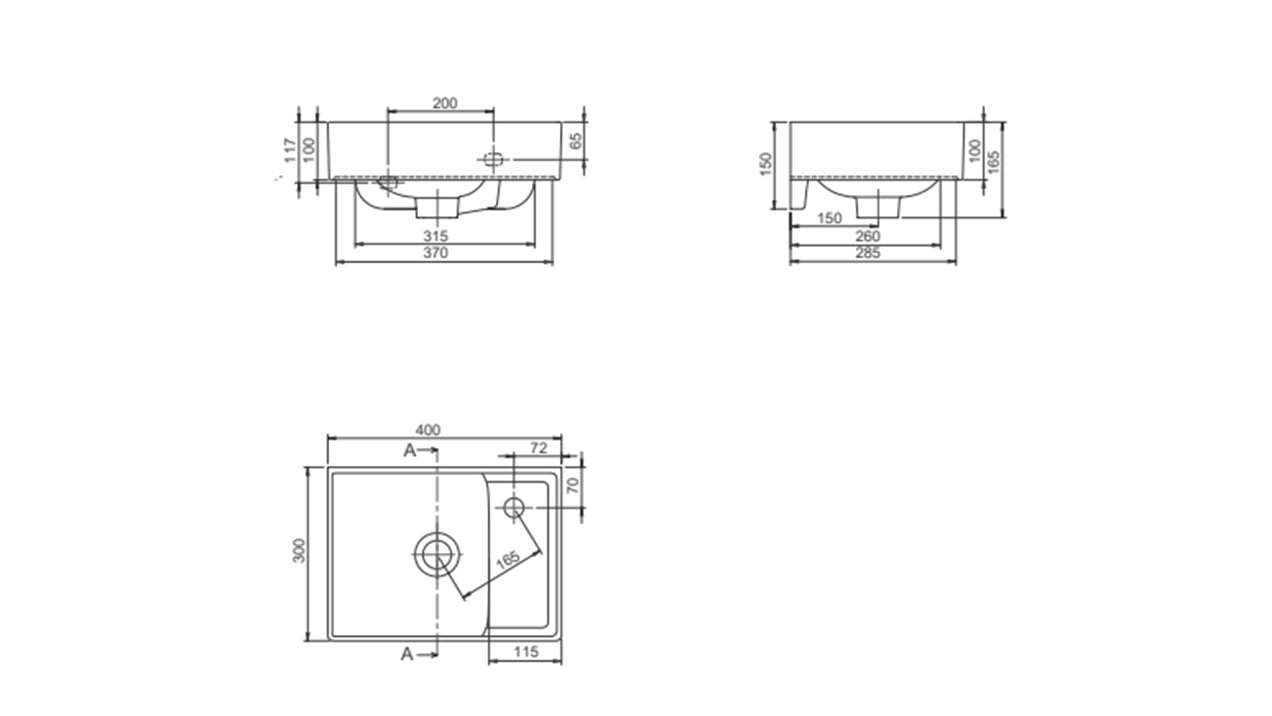 Cerastyle Sharp 40 x 30 cm Etajerli Lavabo