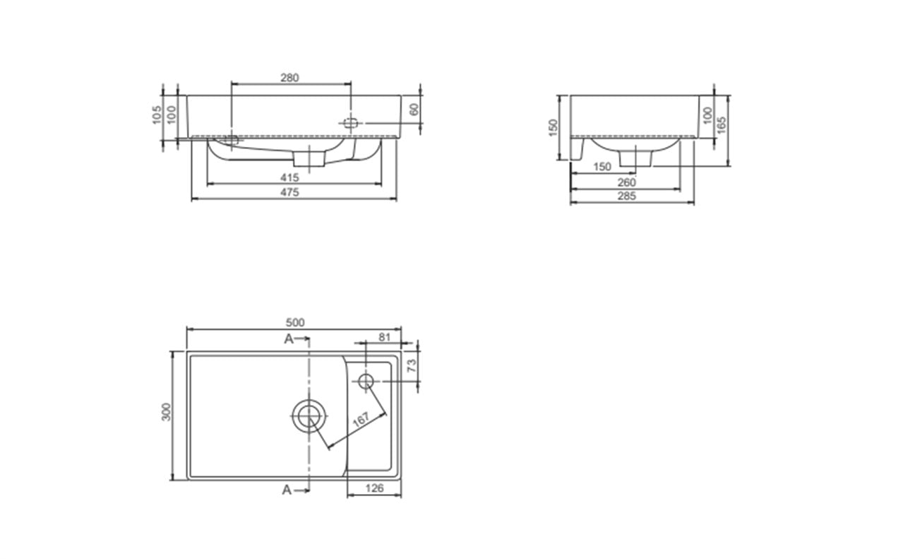 Cerastyle Sharp 50 x 30 cm Etajerli Lavabo
