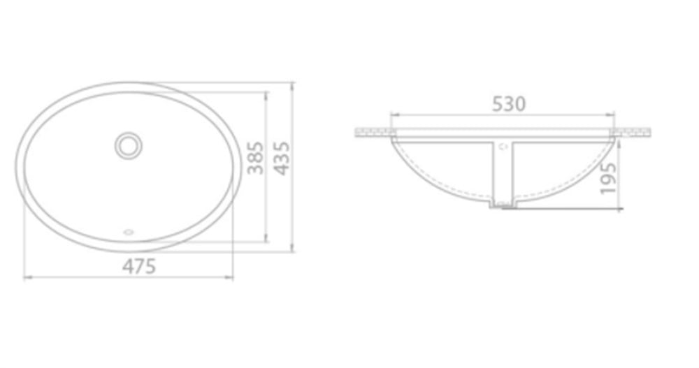 Cerastyle Tezgah Altı Lavabo 48x39cm