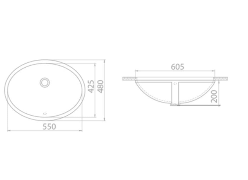 Cerastyle Tezgah Altı Lavabo 55x43cm