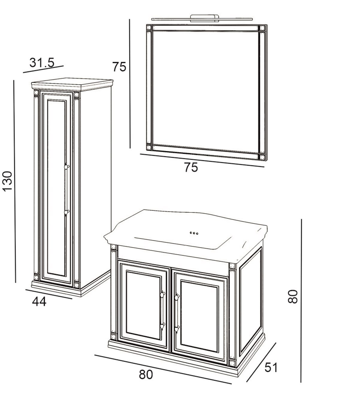 Denko Albatros 80cm Banyo Dolabı