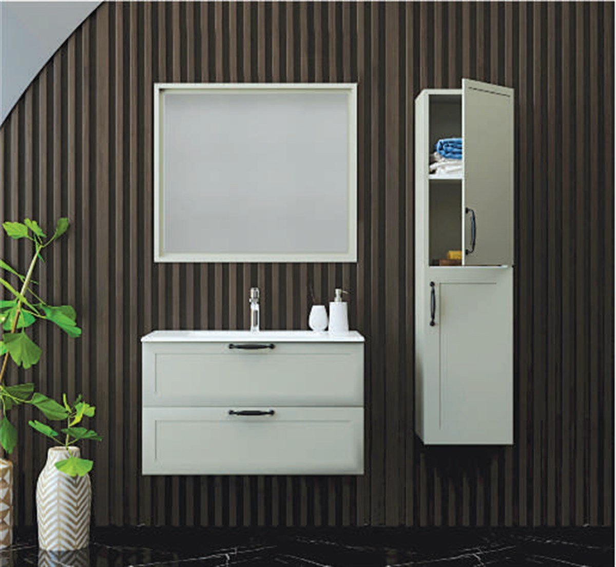 Denko Beyoğlu 85 cm Banyo Dolabı + Boy Dolabı