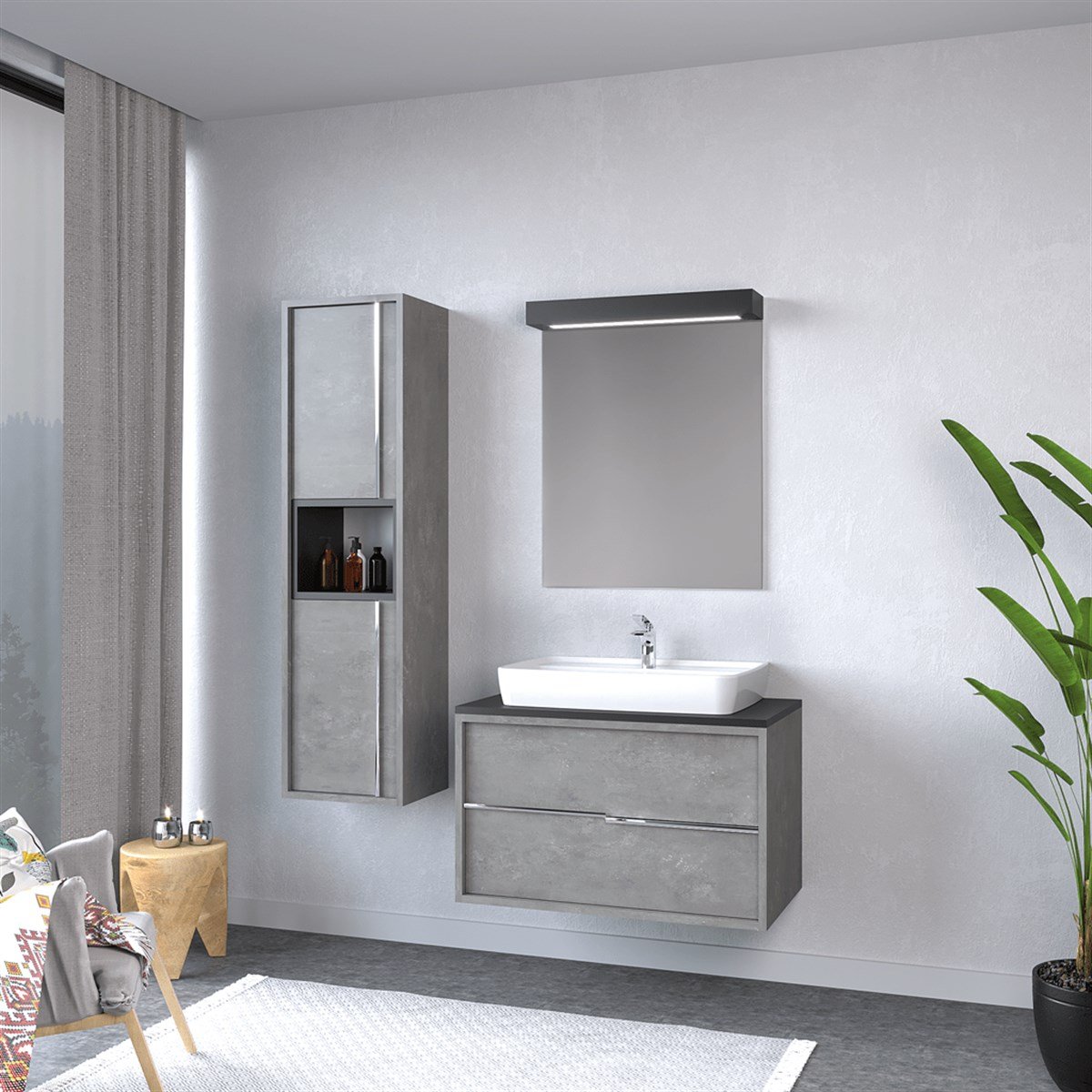 Denko Matia 80 cm Banyo Dolabı + Boy Dolabı 