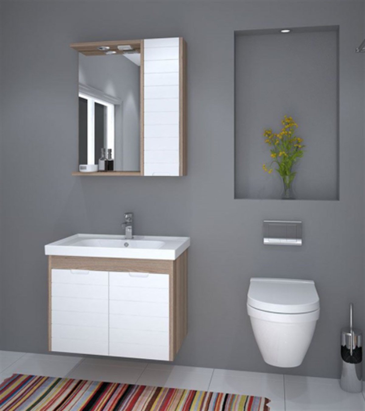 Denko Mostar 70 cm Banyo Dolabı 