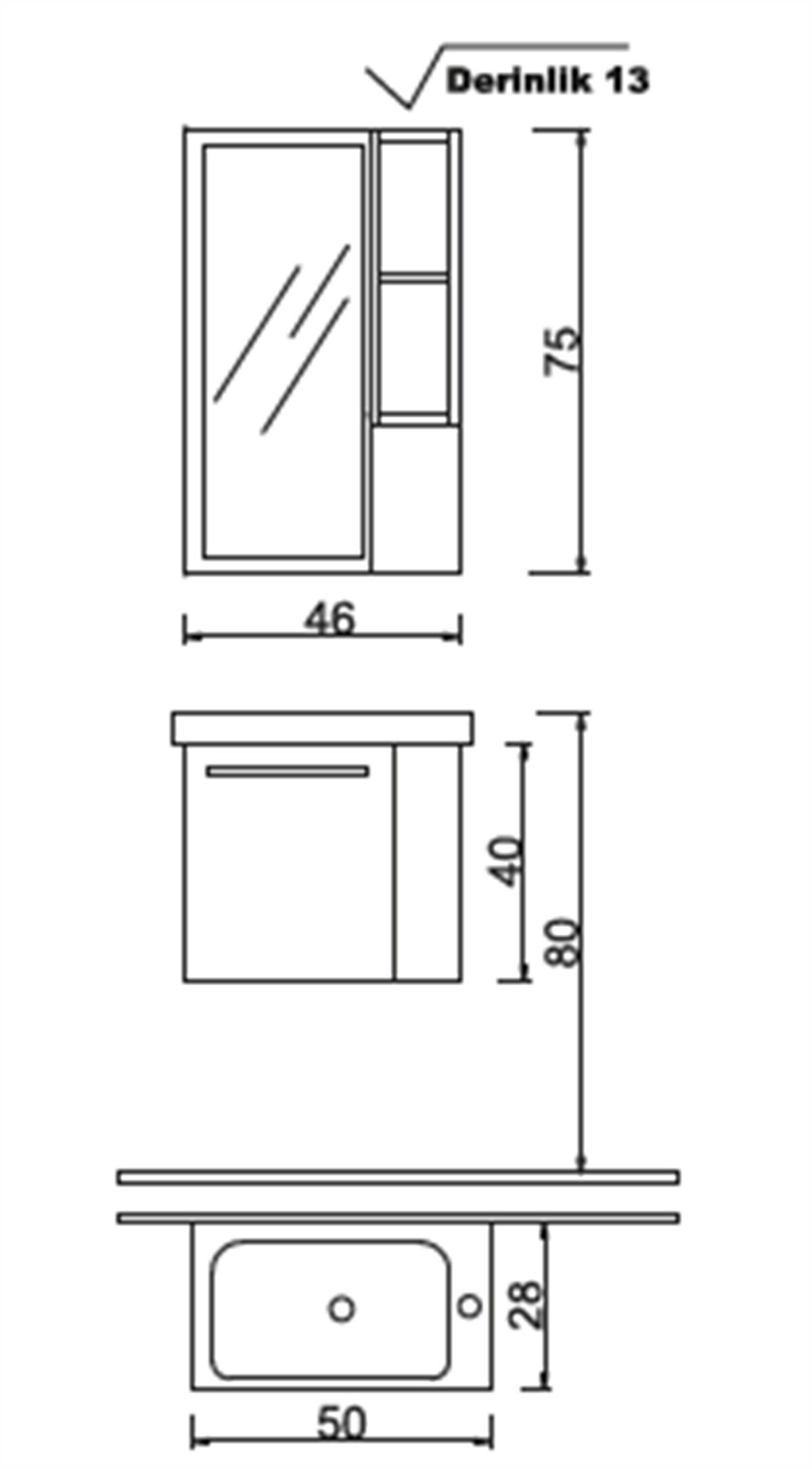 Denko Step 50 cm Banyo Dolabı