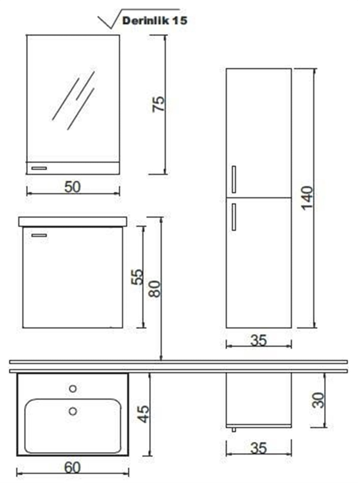 Denko Terra 60 cm Banyo Dolabı