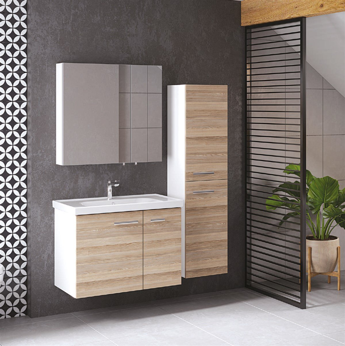 Denko Terra 80 cm Banyo Dolabı + Boy Dolabı