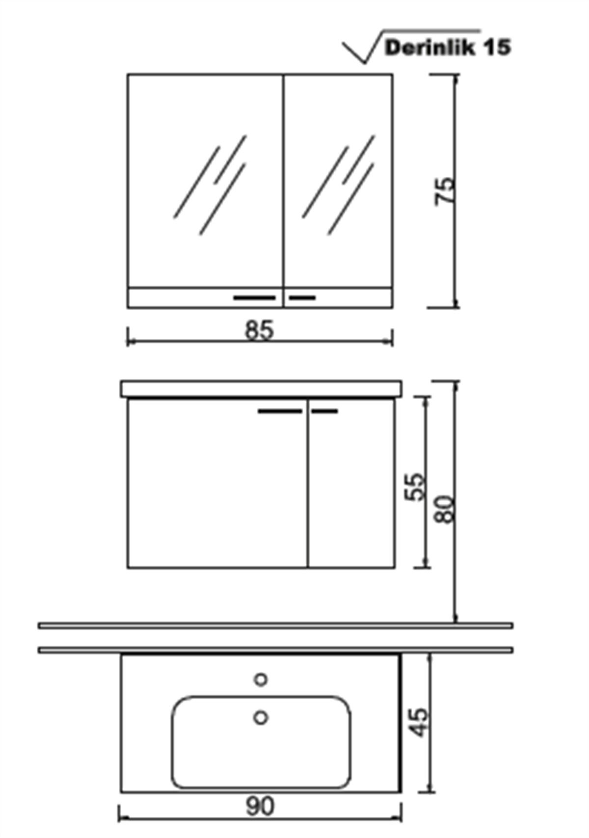 Denko Terra 90 cm Banyo Dolabı
