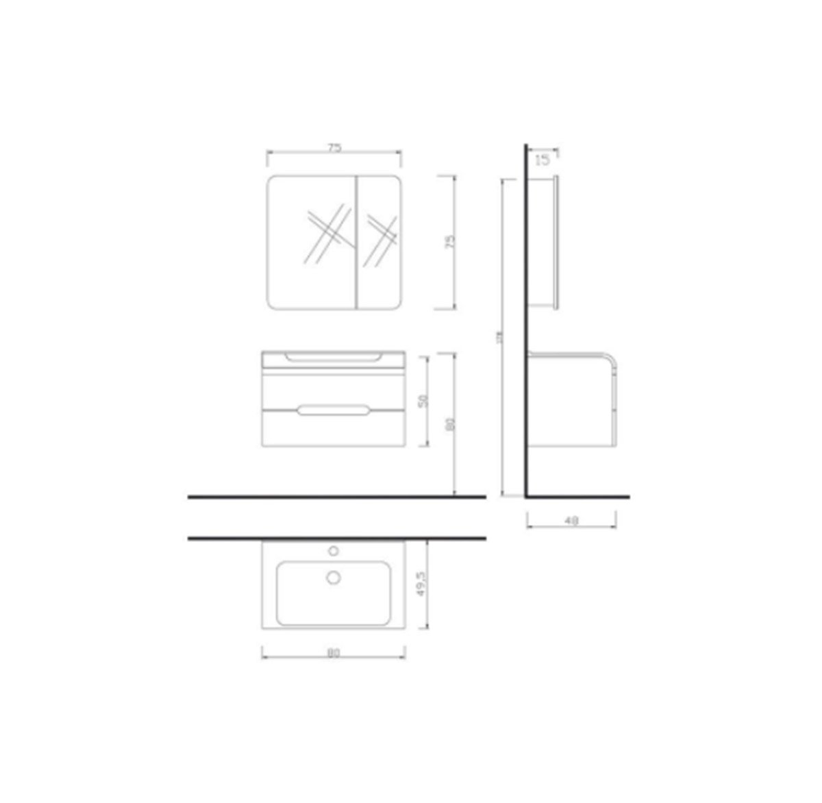 Denko Tuana 80 cm Alt Modül + Lavabo