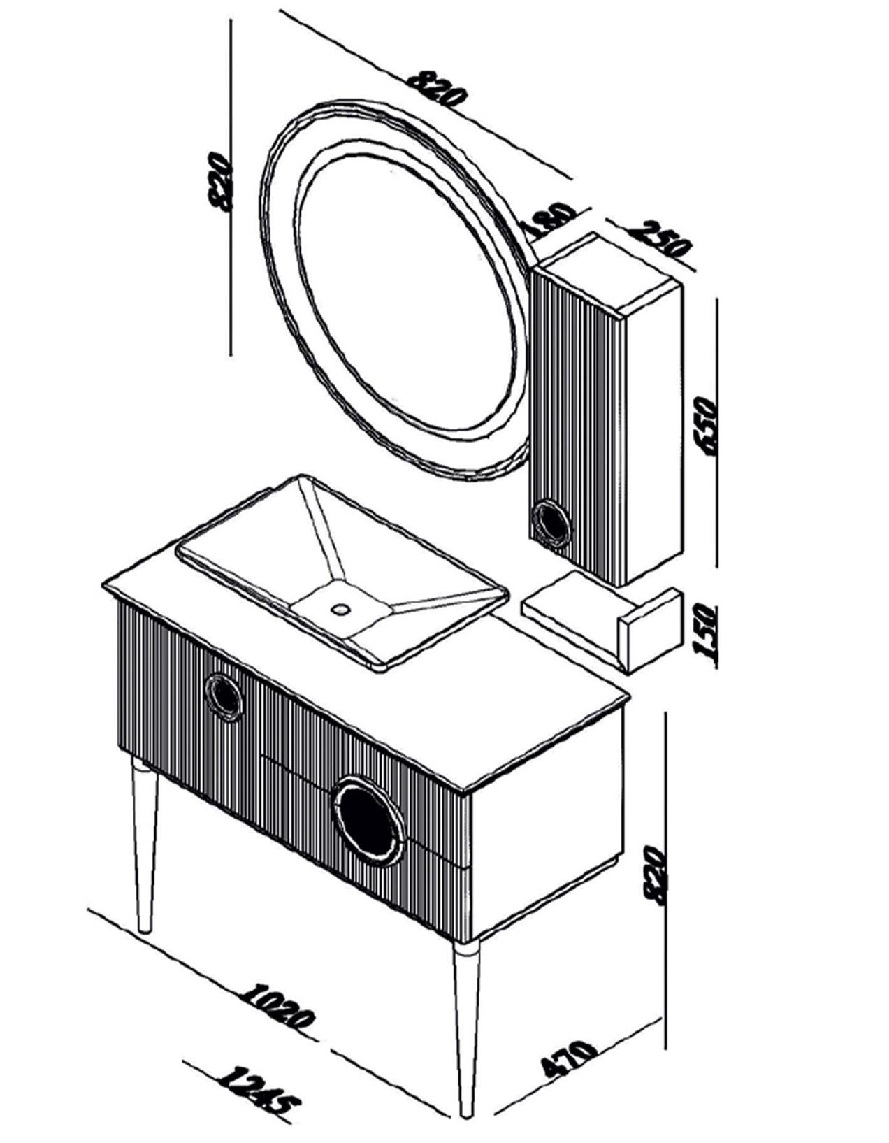 Lineart Arte 125 cm Banyo Dolabı 