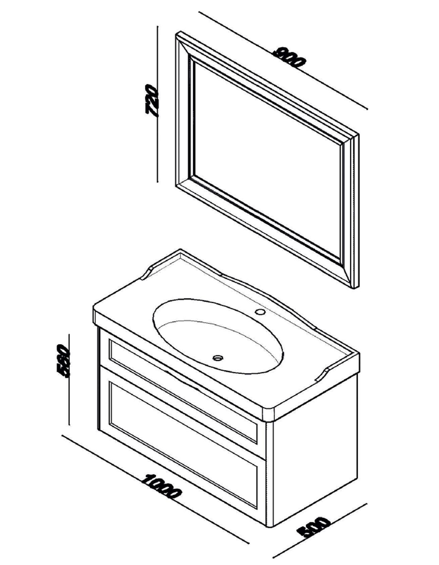 Lineart Frame 100 cm Banyo Dolabı 
