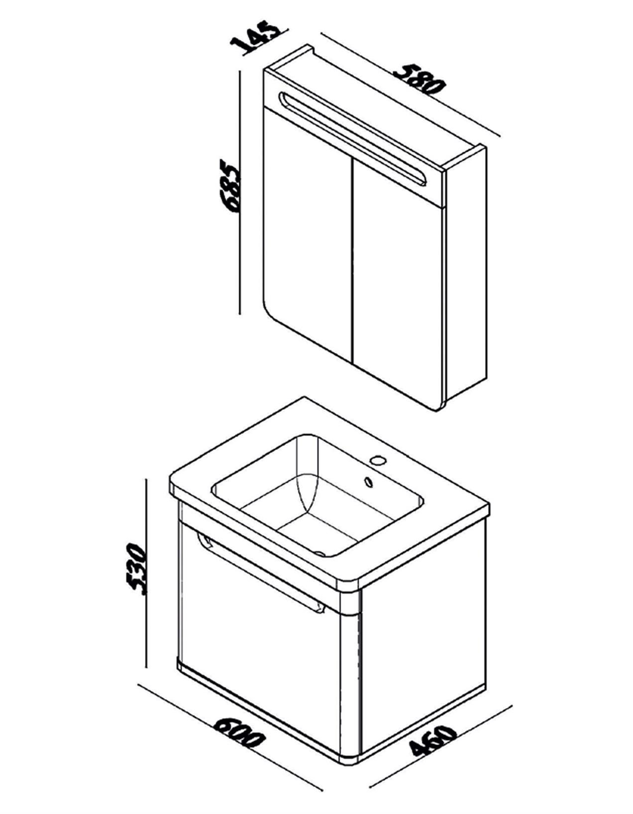 Lineart Wing 60 cm Banyo Dolabı 