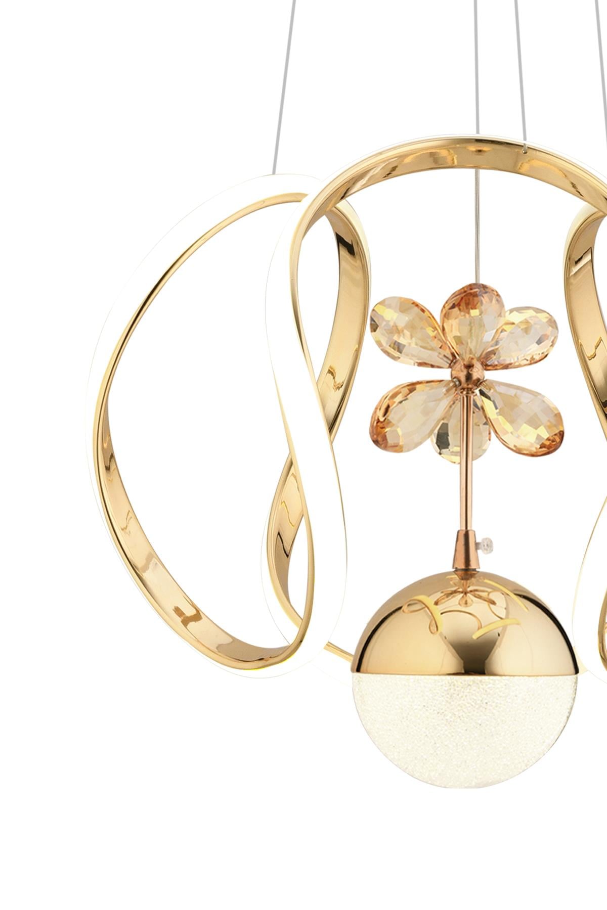 Modern Deko Gold Sarkıt Led Avize Beyaz Işık Salon Mutfak Oda Hol Ledli Avize