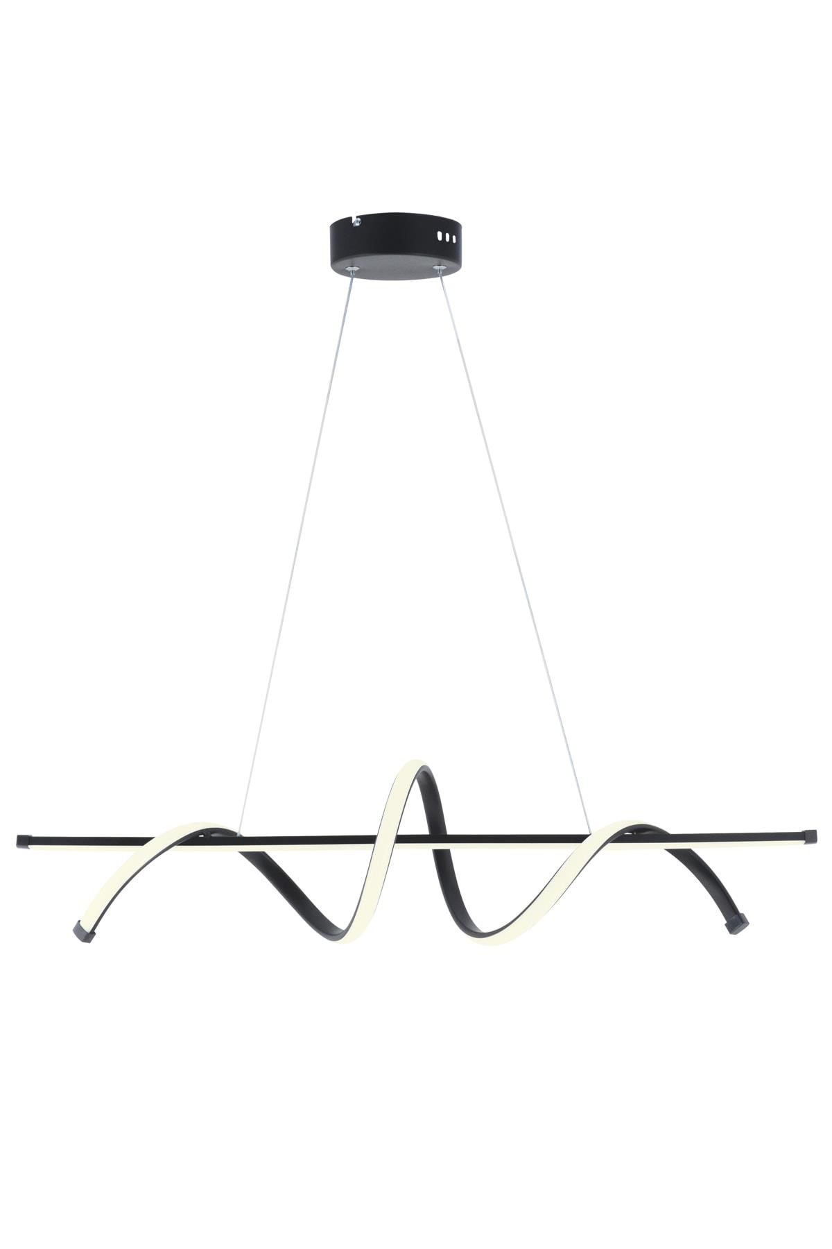 Pane Siyah Modern Led Avize Beyaz Işık Salon Mutfak Oda Hol Ledli Avize Yemek Masası Led Avize