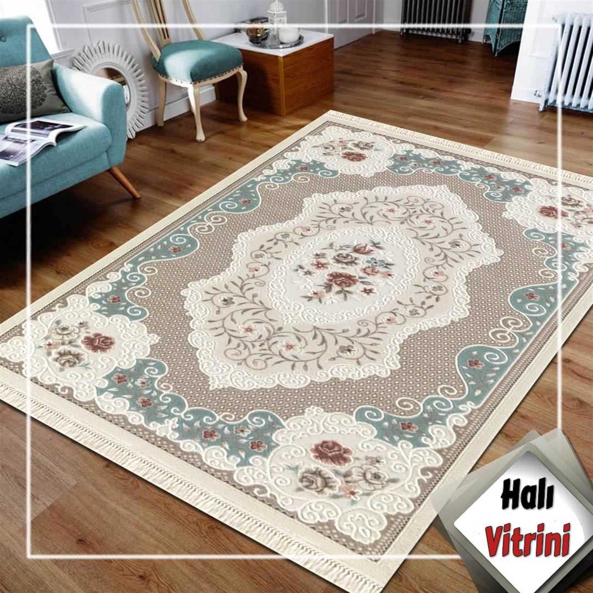 Dinarsu Oda Halı 125x200 Viyana VY006 063 Krem Mavi