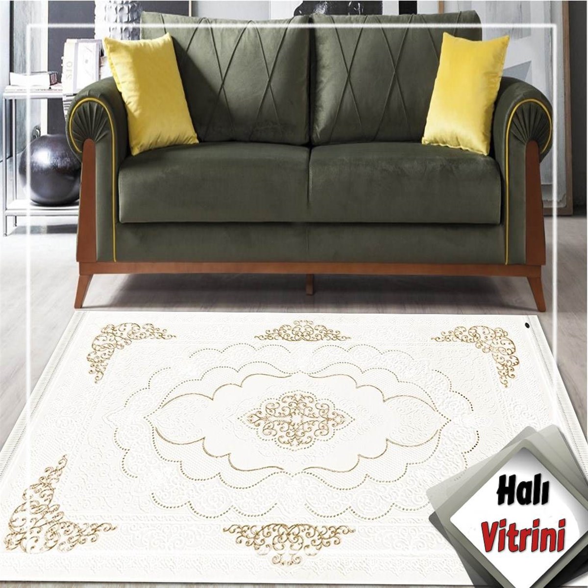 Dinarsu Oda Halı 150x233 Gold GD004060 Krem