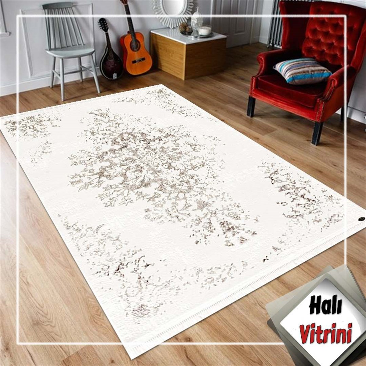 Dinarsu Oda Halı 150x233 Gold GD006670 Krem