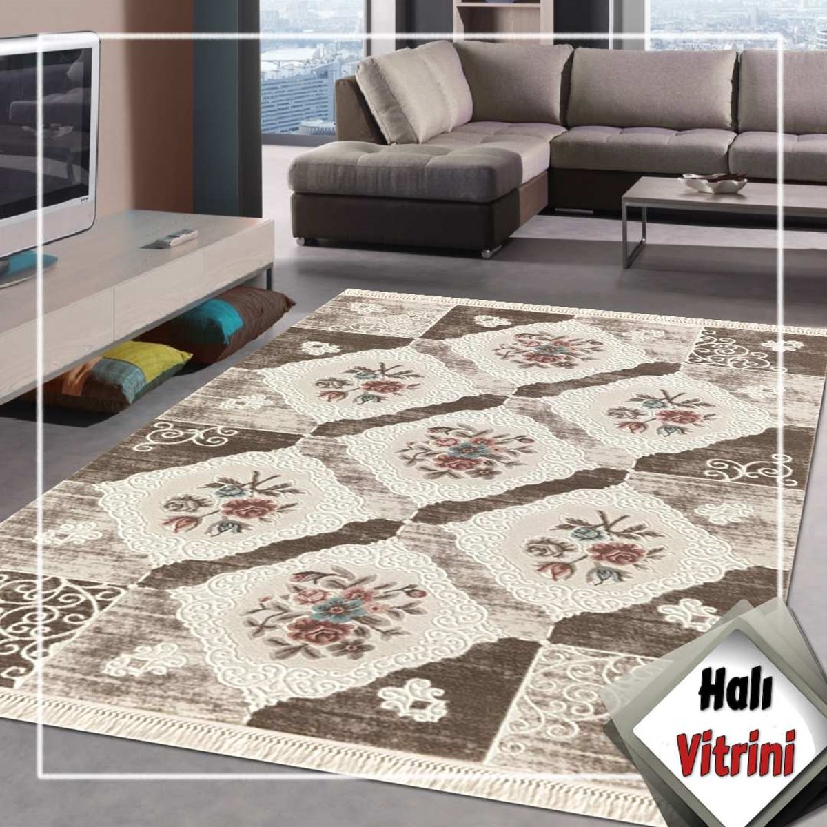Dinarsu Oda Halı 150x233 Viyana VY007 070 Krem Kahve
