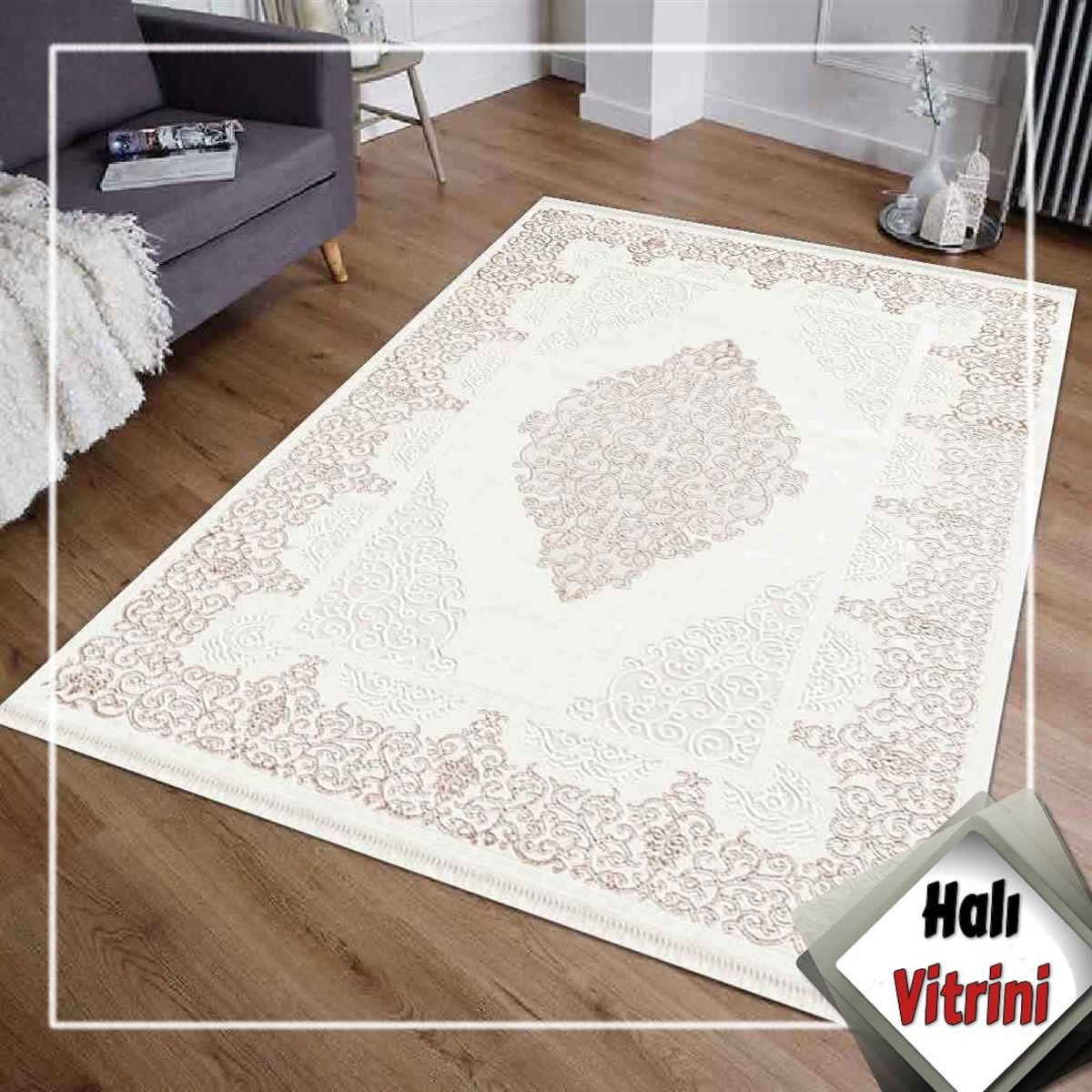 Dinarsu Oval Halı 125x200 Gold GD001660 Krem