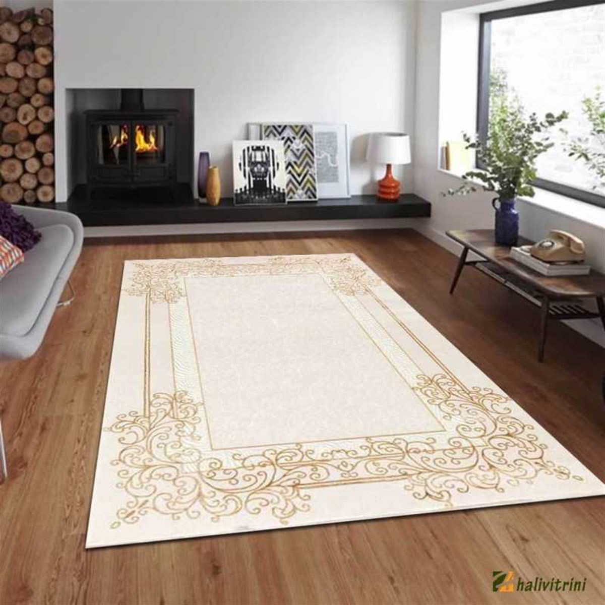Dinarsu Oval Halı 125x200 Gold GD002060 Krem