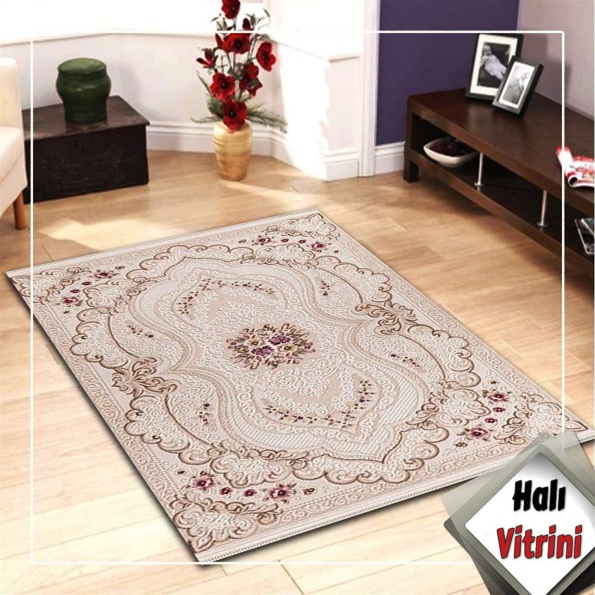 Dinarsu Oval Halı 150x233 Didem 15850 060 Krem Pembe