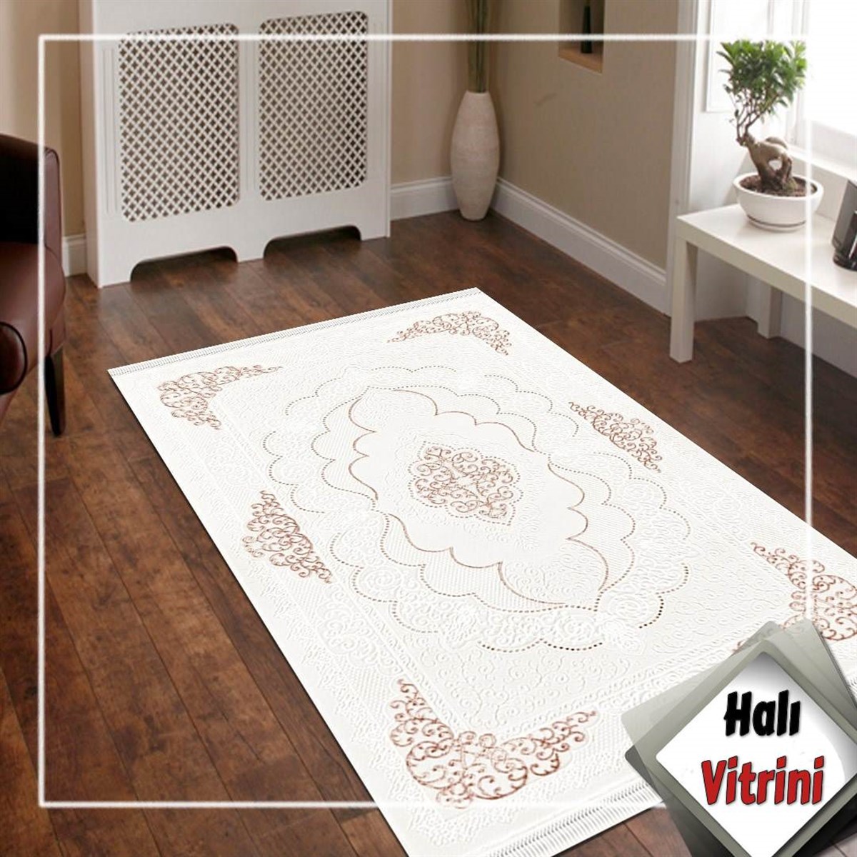 Dinarsu Oval Halı 150x233 Gold GD004660 Krem