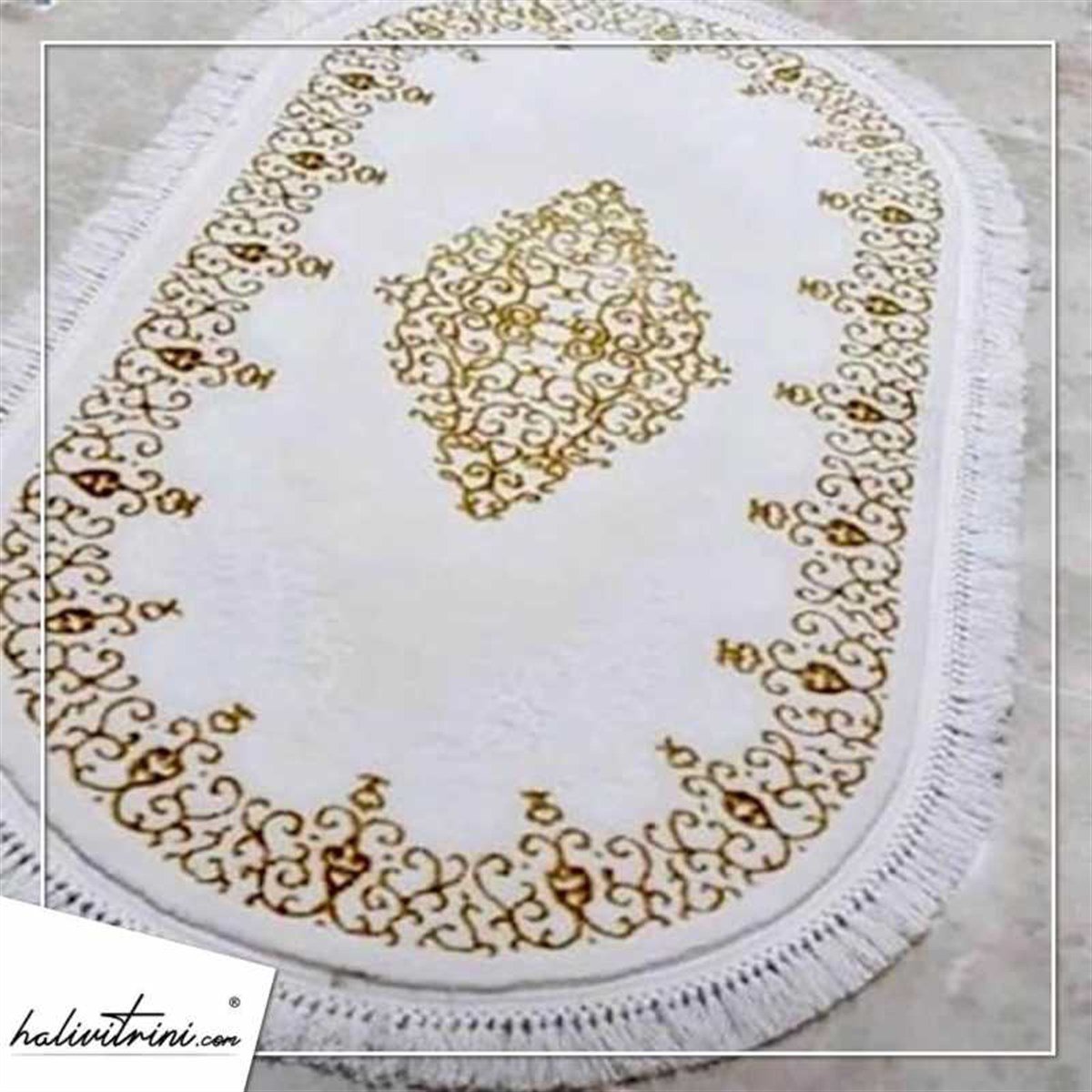 Dinarsu Oval Halı 80x150 Gold GD001 060 Krem