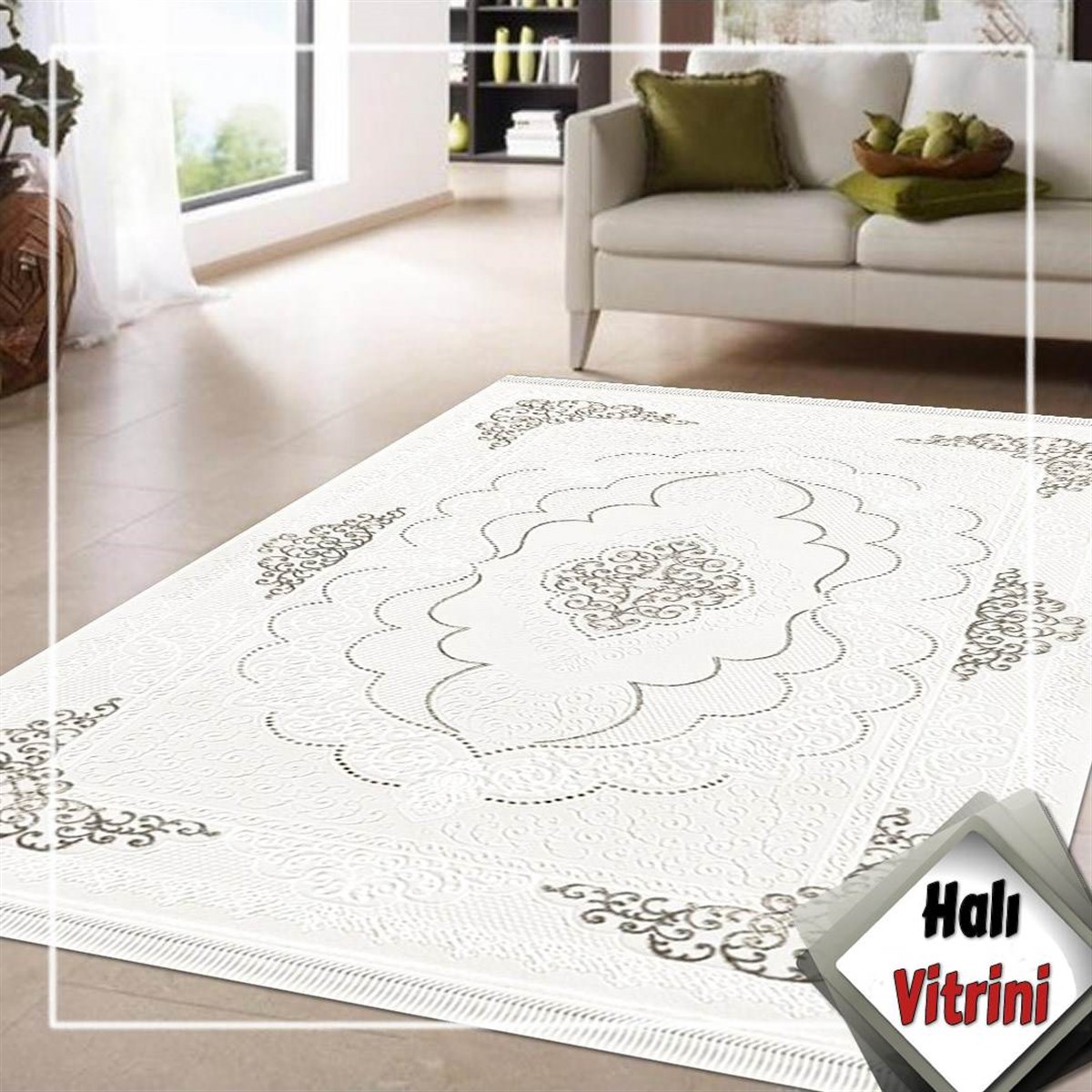 Dinarsu Salon Halı 170x250 Gold GD004695 Krem Gri